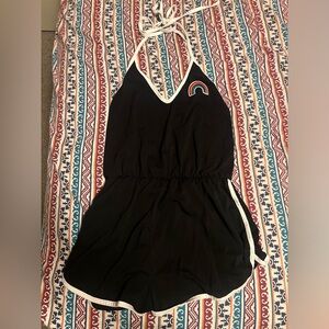 Black and White Halter Romper